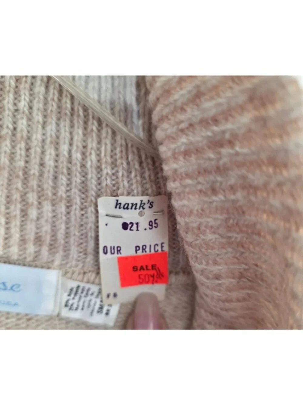 Vintage 80s Ilyse Shawl Collar Pullover Sweater S Beige Preppy Academia Office